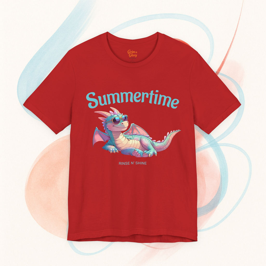 Söt Sommar-Drake T-shirt – Lekfull Fantasytröja, Avslappnad Present för Drakfans
