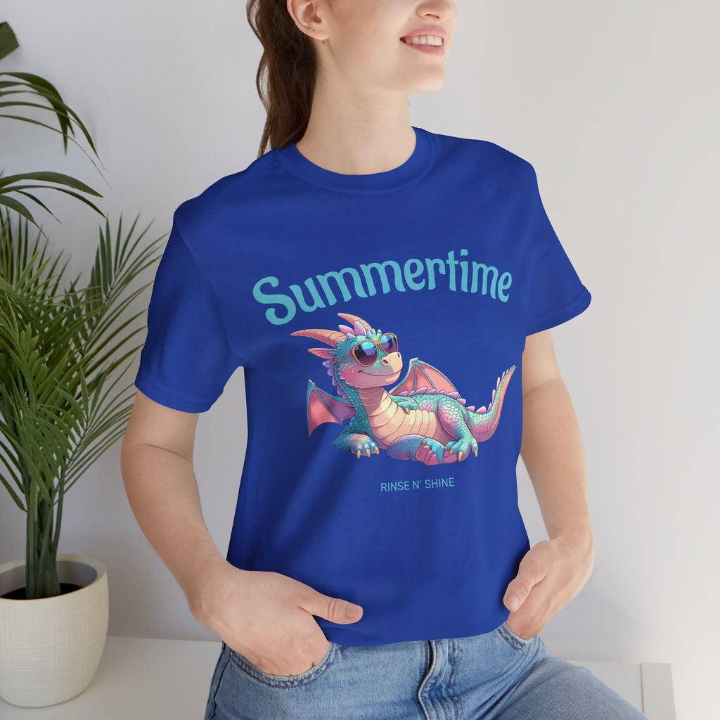 Söt Sommar-Drake T-shirt – Lekfull Fantasytröja, Avslappnad Present för Drakfans