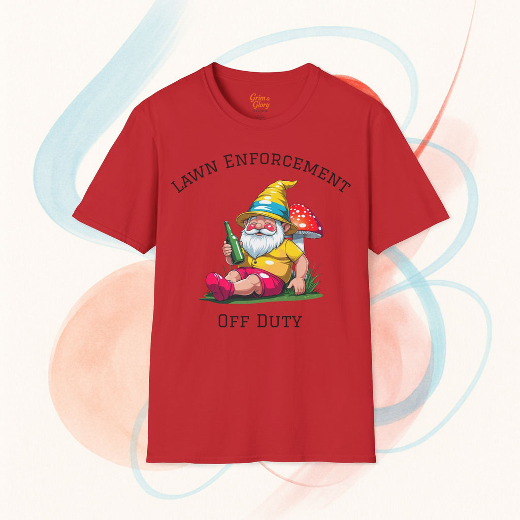 Rolig “Lawn Enforcement Off Duty” T-shirt – Trädgårdstomte T-shirt, Humortröja för Trädgårdsälskare