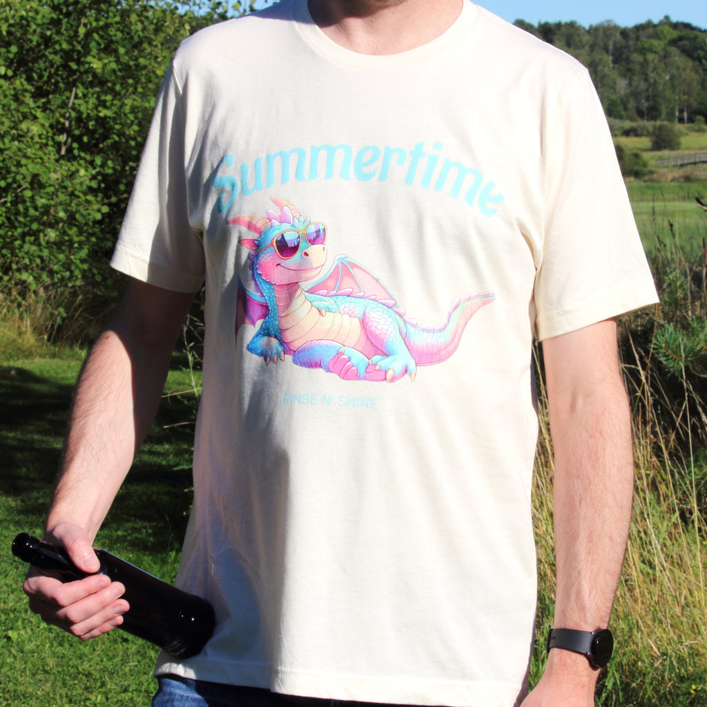 Söt Sommar-Drake T-shirt – Lekfull Fantasytröja, Avslappnad Present för Drakfans