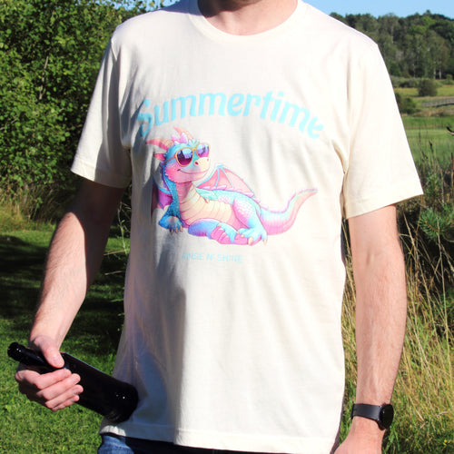 Söt Sommar-Drake T-shirt – Lekfull Fantasytröja, Avslappnad Present för Drakfans